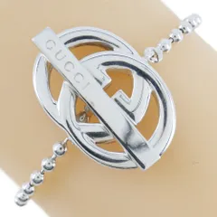 【GUCCI】グッチ インターロッキングG ボールチェーン シルバー925 赤 ユニセックス 20.8g ブレスレット