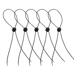 [HappyHome] 帽子 あご紐 5本セット ブラック 進取規制あり 長さ調整可能 さし込み式 ハットストラップ アウトドア