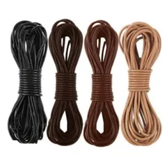 HappyHome 革ひも 2mm 本革 革紐 アクセサリー用紐 レザークラフト紐 5ｍ 4色セット 手芸材料 DIY紐