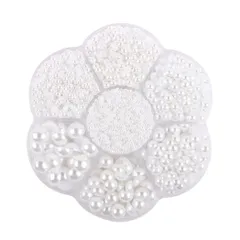 HappyHome ネイルチップ デコパーツ パールビーズ 半円 半球 手芸 アクセサリー パーツ ハンドメイド ブレスレット 手作りアクセサリー DIY2mm 3mm 4mm 5mm 6mm 8mm 10mm (ホワイト)
