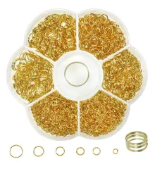 HappyHome 丸カン ゴールド 4mm 5mm 6mm 7mm 8mm 10mm ピアス イヤリング 金具 基礎パーツ 指カン 透明ケース 付き (ゴールド)