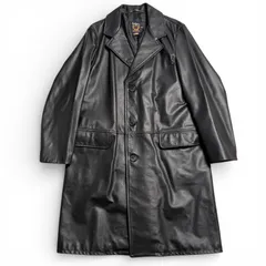 【米国製】Schott レザー チェスターコート 黒 38 レザージャケット 牛革 ロングコート