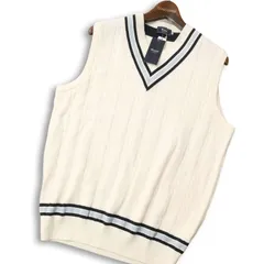 新品 未使用★ Kent in TRADITION ケント 通年 ケーブル編み コットン チルデン ニット ベスト Sz.L メンズ 白 日本製 新潟