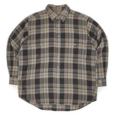ペンドルトン SIR PENDLETON 70s 80s 70-80年代 ウールワークシャツ MADE IN USA アメリカ製 珍品 ボードシャツ オープンカラー 開襟 ヴィンテージ 古着 ベージュ系 チェック柄 XL【中古】