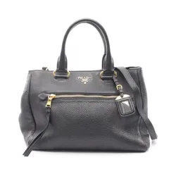 プラダ PRADA トートバッグ VIT DAINO ブラック レザー ヴィッテロダイノ 2wayトートバッグ レディース Used A