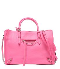 バレンシアガ 2way ハンドバッグ ショルダーバッグ カーフスキンレザー ネオンピンク ペーパー ミニ A6