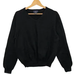 Brooks Brothers 346 ブルックスブラザーズ 無地 メリノウール ニット セーター 長袖 Vネック CHINA製 Mサイズ ブラック