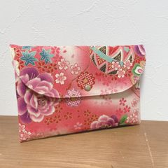 西陣織金襴 new通帳入れポーチ(ファスナー付)桜丸紋 ピンク - メルカリ
