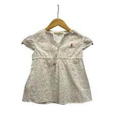 ファミリア Familiar ブラウス 半袖 オープンフロントネック ドット 120 白 ホワイト マルチカラー