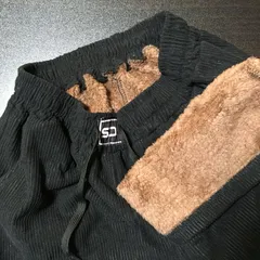 コーデュロイ 裏ボア ワイドパンツ レディース メンズ もこもこ 暖かい ボトムス ウエストゴム 体型カバー ゆったり ルームウェア 防寒 パンツ 秋冬 あったか 裏起毛 カジュアル ブラック 黒 ユニセックス [1230]