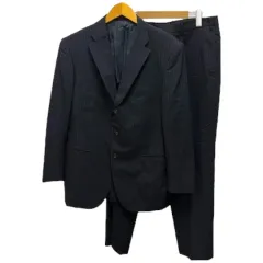 スーツ ストライプ セットアップ ジャケット 長袖 パンツ ポリエステル混 黒 ブラック 