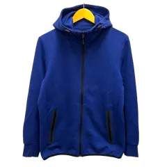 ユニクロ UNIQLO パーカー フーディ ジップアップ 無地 長袖 M 青 ブルー