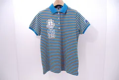 中古 レディース パーリーゲイツ PEARLY GATES 半袖ポロシャツ 2(L) 青×オレンジ ボーダー