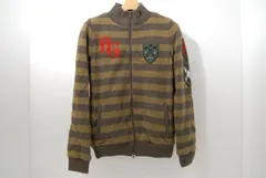 中古 レディース パーリーゲイツ PEARLY GATES ニットアウター 1(M) カーキ 長袖 裏地付き ボーダー