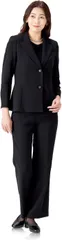 aniva・organic(アニバ・オーガニック) 喪服 レディース 礼服 ブラックフォーマル ウォッシャブル 洗える 後開き 春 夏 秋 冬 用 オールシーズン 3点セット パンツ (［25］ ウォッシャブル 後開き 3点 パン,  11 号)