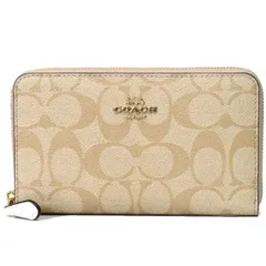 コーチ 財布 COACH コーティングキャンバス シグネチャー ミディアム ジップ アラウンド ウォレット 財布 ライトカーキ×チャーク 88913