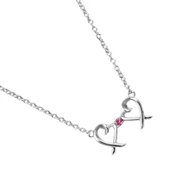 【TIFFANY&Co.】ティファニー ダブル ラビングハート シルバー925×ピンクサファイア レディース 1.38g ネックレス