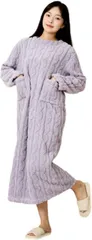 Electric Circus 長袖 ルームウエア パジャマ ワンピース ふわふわ もこもこ 部屋着 寝巻き レディース マタニティ 旅行 プレゼント かっこいい かわいい おしゃれ (パープル)