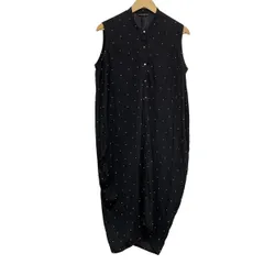 mizuiro  ind(ミズイロインド) ワンピース レディース - 黒×アイボリー ノースリーブ/ロング/ドット柄