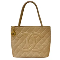 ♪CHANEL シャネル 復刻トート キャビアスキン マトラッセ ベージュ 7番台