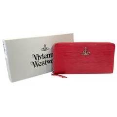 VIVIENNE WESTWOOD ヴィヴィアン・ウェストウッド ヴィーガンパリア ラウンドファスナー 長財布 レッド キングラム[68]