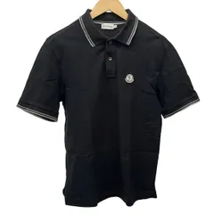 MONCLER(モンクレール) 半袖ポロシャツ サイズM メンズ - 黒×ライトグレー