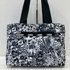 8077　LeSportsac レスポートサック　トートバッグ　ハンドバッグ　リバーシブル　ブラック　黒　無地　ホワイト　白　総柄　ハート　花柄　レディース　軽量　シンプル　カジュアル