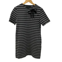 マークバイマークジェイコブス ワンピース サイズS/P S レディース美品  - グレー×黒 クルーネック/半袖/ひざ丈/ボーダー