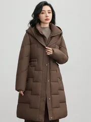 ダウンコート レディース ダウンジャケット フード付き ウエストベルト アウター 大きいサイズ ジャケット 中綿ダウン 暖かい コート ロン