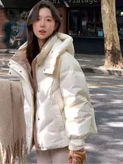ダウンコート レディース 中綿ジャケット フード付き ショート丈 アウター 秋冬服 防寒 暖かい 厚手 ゆったり 韓国風 可愛い カジュアル 通