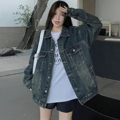 レディース デニムコート ゆったり アウター ロング ジージャン デニムジャケット Gジャン カジュアル 春秋 オーバーサイズ
