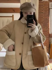 レディース ジャケット ボアブルゾン ボアコート もこもこ アウター 体型カバー ゆったり 防寒着 かわいい カジュアル 韓国風 ジャンパー 