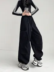 カーゴパンツ レディース ロングパンツ カジュアル イージーパンツ ウエストゴム ワークパンツ ゆったり ズボン ダンス ストリート系 大き