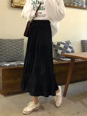 無地柄 ティアードスカート