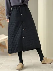 キルティングスカート 中綿スカート レディース やや厚手 秋冬 Aライン キルティング ロング丈 軽量 スカート ボトムス 体型カバー ゴムウ