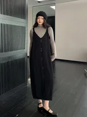 ニットワンピース キャミワンピ きれいめ レディース ワンピース マキシ丈 ニット ノースリーブ 無地 ロング丈 冬