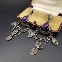 アメジスト装飾 シルバーピアス＆バングルセット - メルカリ