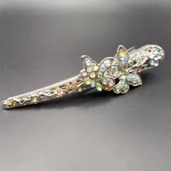 羽ばたく蝶 ラインストーン装飾 ヴィンテージ ヘアクリップ バレッタ 大ぶり ファッションジュエリー R16-K