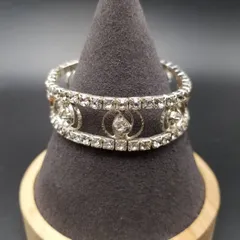 ラインストーン 煌めき 2連 ヴィンテージ ブレスレット ゴムバンド　フリーサイズ ファッションジュエリー R16-L