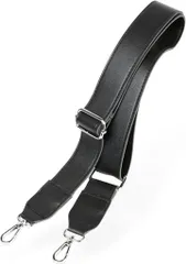 Lelotte ショルダーストラップ 太め バッグ用 単品 バッグストラップ ショルダー紐 ショルダーベルト 革 交換用 斜め掛け 長さ調整可能 (ブラック(金具シルバー))