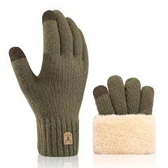 [MOWO] 手袋 メンズ 防寒 グローブ スマホ対応 冬 【即刻発熱の防寒グローブ・極上の着け心地・裏起毛】 ニットグローブ ニット手袋 暖かい 厚手 ふわふわ 柔らか タッチパネル対応 伸縮性 ギフト 通勤通学・自転車・バイク・スキー (コーヒー, F 1