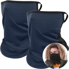 [Andeor] 【自転車選手が愛用】 ネックウォーマー メンズ 冬 【極暖38℃恒温・高機能断熱裏起毛】 ネックガード フェイスカバー 厚手 防寒 防風 軽量 自転車 バイク アウトドア 登山 スキー スノボ 男女兼用 (ブルー*2) 0