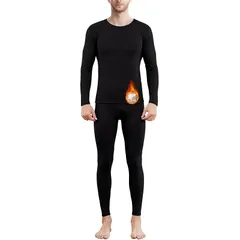 [Boyzn] 防寒着 メンズ 裏起毛 保温インナー インナーセット [吸湿発熱・防寒・保温] インナーウェア 上下セット ズボン下 あったかインナー ヒートテック 肌着 Black02-L 1