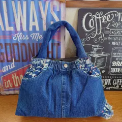 26★USEDデニムリメイク★トートバッグ★サブバッグ★ランチバッグ★リメイクデニムバッグ★