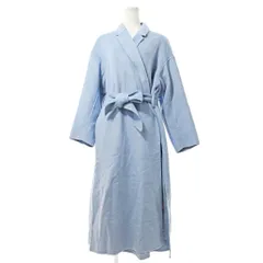 プラステ PLST ウールブレンドリバーコート ガウンコート コーディガン ジャケット マキシ丈 前開き ボタンレス M サックスブルー 0903 ■YHS1