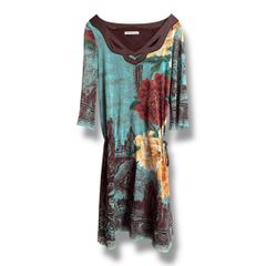VIVIENNE TAM パワーネット総柄 山水画 牡丹 チュニックワンピース