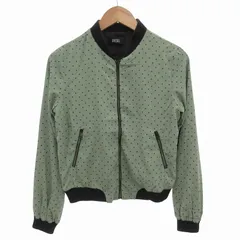 ディーゼル DIESEL ジャケット ブルゾン 水玉 ドット柄 ジップアップ バイカラー XS 緑 グリーン 黒 ブラック /FF IBO76