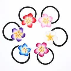 【在庫処分】ヘア ヘア アクセサリー ヘア ハワイアン ハワイアン フラワー ビーチ ヘア ロープ クリップ ゴム 女の子用 バンド 女性用 プルメリア 12個 minkissy