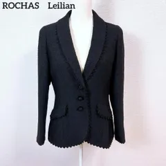 【美品】ロシャス レリアン ニット刺繍総柄テーラードジャケット 11 ブラック