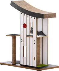 キャットタワー 和風デザイン 爪とぎ ダンボールハウス 多機能 キャットポスト 猫家具 運動不足解消 隠れ家付き モダンインテリア対応のサムネイル